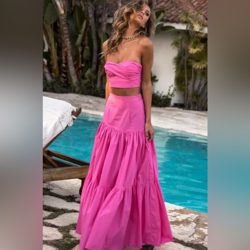 RUNAWAY THE LABEL Vibrant Pink Maxi Skirt